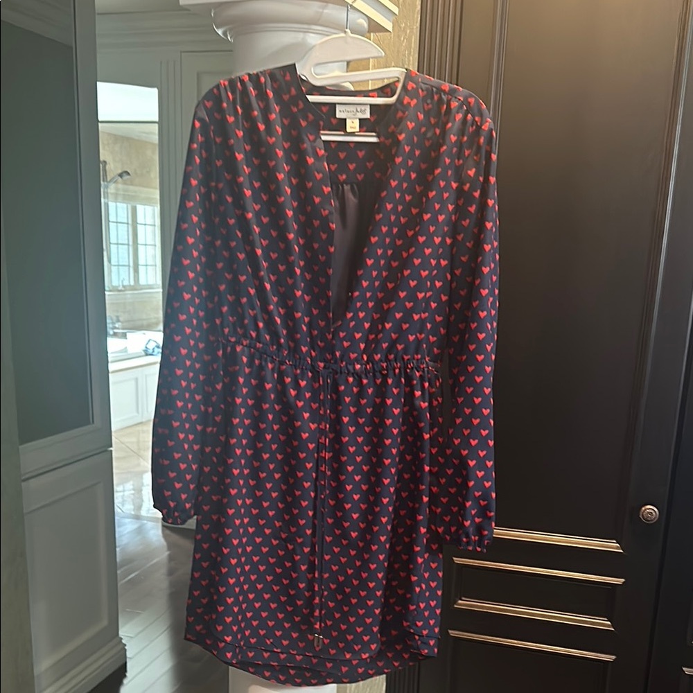 Maison Jules Red and White Long Sleeve Wrap Sundress